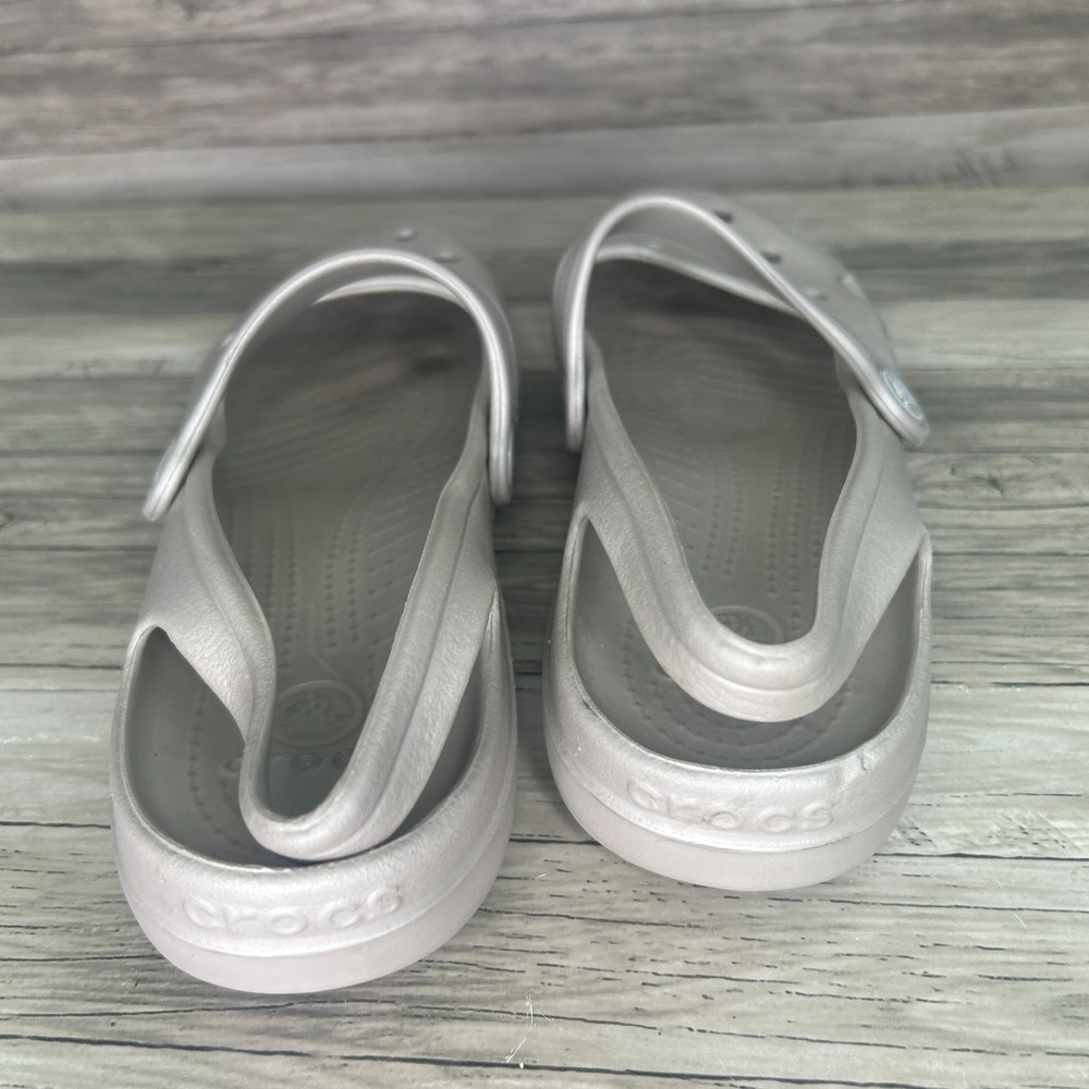 Crocs Shayna Mary Jane Slingback Flat Slip On Platinum Womens 7 - Picture 5 of 8